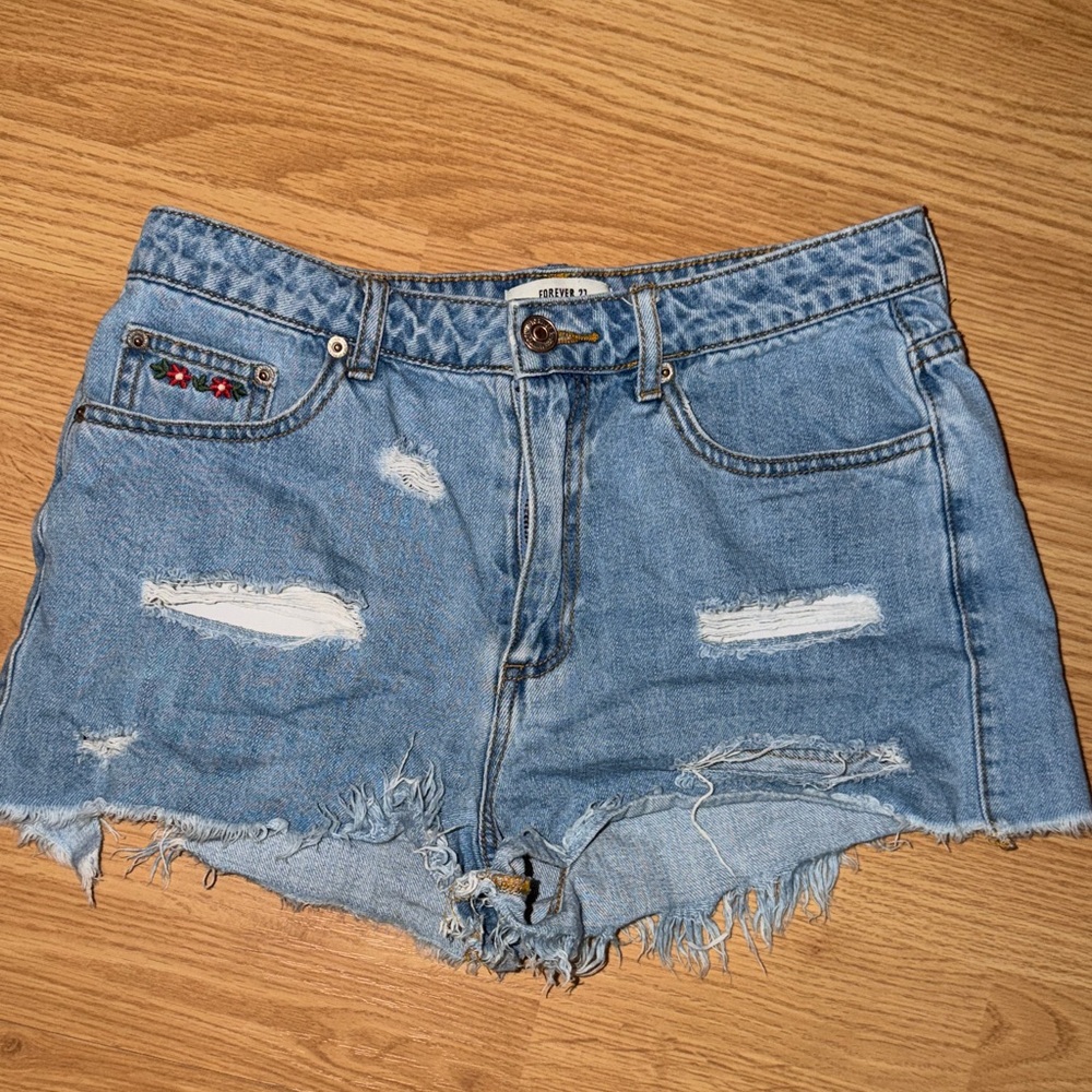 Hollister Blue Distressed Jean Shorts